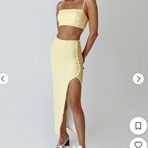 Princess Polly Yellow Textured Two-Piece Skirt Set